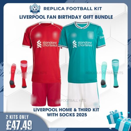 Liverpool Home & Third Kids Kit with socks 25/26