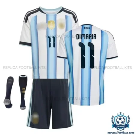 Argentina Dimaria 11 Home Kids Replica Football Kit 2026 - overview with socks