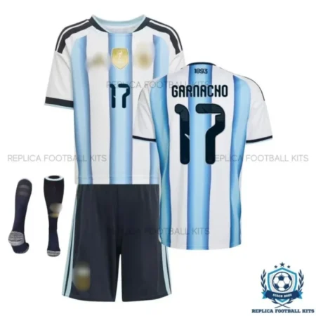 Argentina Garnacho 17 Home Kids Replica Football Kit 2026 - overview with socks