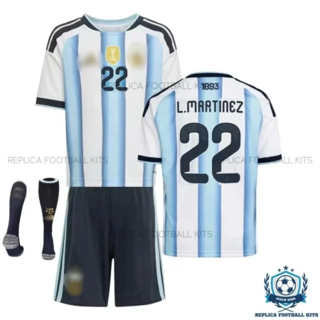 Argentina L.Martinez 22 Home Kids Replica Football Kit 2026 - overview