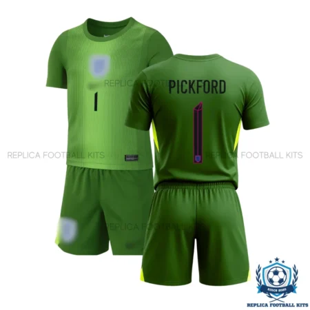 England Pickford 1 Goalkeeper Kids Replica Football Kit 25/26 - overview