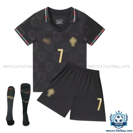 Portugal RONALDO 7 ‘Black Panther’ Kid Replica Football Kit 2026 - front view