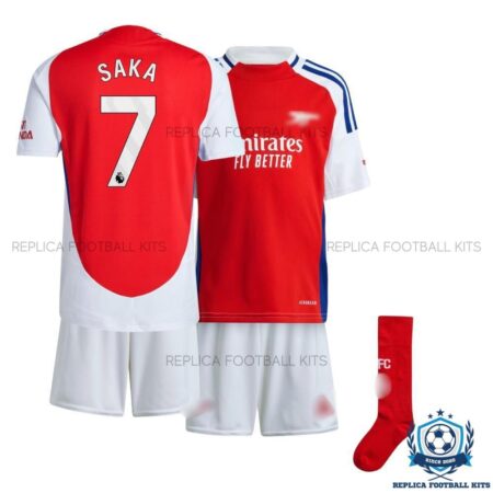 Arsn@l Home Kid Replica Football Kit 24/25 SAKA 7 Printed - Over view
