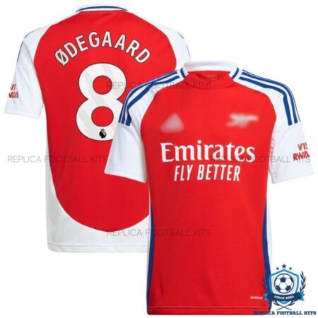 Arsn@l Home Men Replica Football Shirt 2024/25 ØDEGAARD 8 Printed - over view