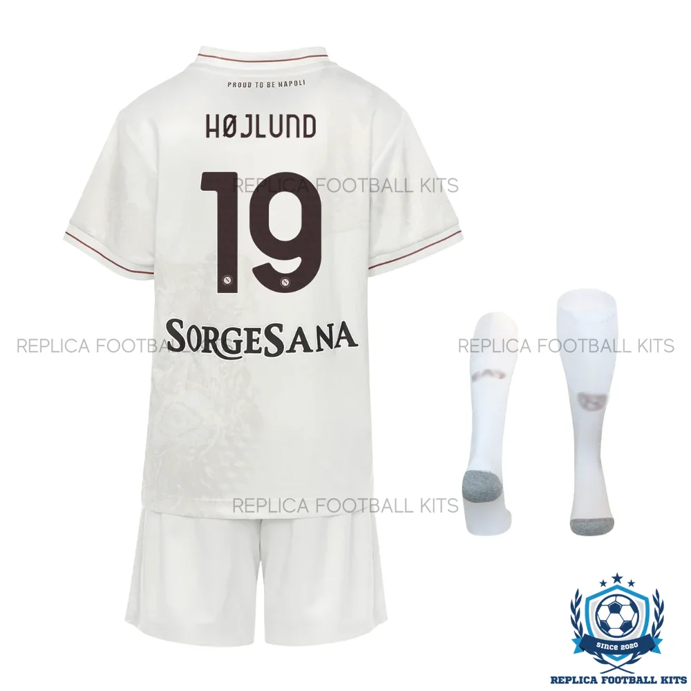 SSC Napoli Højlund 19 Away Kids Replica Kit 25/26 - back view