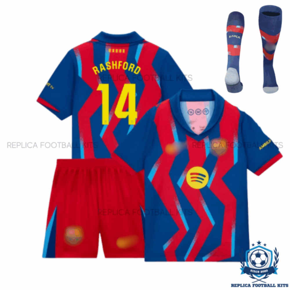 Barcelona Rashford 14 Fourth Kids Replica Kit 25/26 - overview- with socks