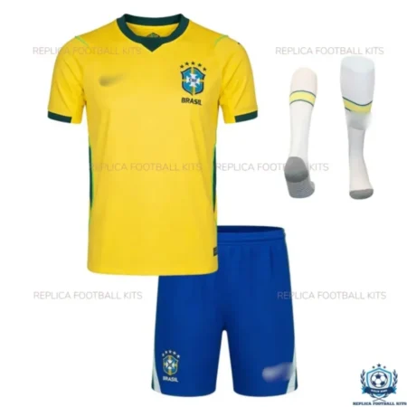 Brazil World Cup 2026 Home Kids Replica Football Kit - Front view