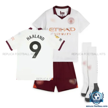 Manchester City Away Kid Replica Football Kit 23/24 HAALAND 9 Printed - overview