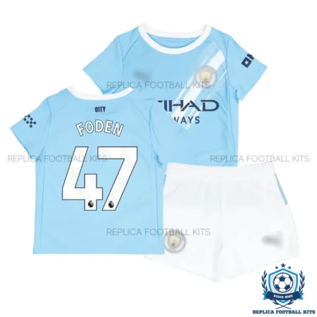 Manchester City Home Kid Replica Football Kit 23/24 FODEN 47 Printed