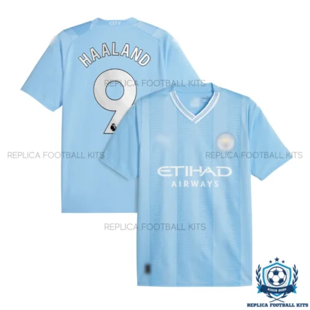 Manchester City Home Men Replica Football Shirt HAALAND 9 Printed 2023/24 - overview