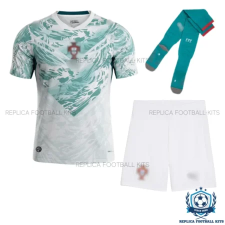Portugal World Cup Away Kids Replica Football Kit 2026 - front view with socks