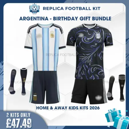 Argentina World Cup 2026 Full Kit Gift Set - Home and Away Kids Football Kits - Over view