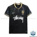 Brazil x Stussy Black Concept Men Replica Football Shirt - Front view - blur