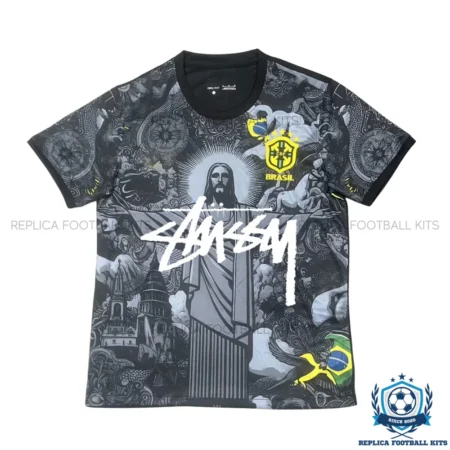 Brazil x Stussy Black Special Edition Men Replica Football Shirt 2026 - front view