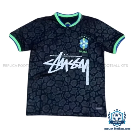 Brazil x Stussy Brazil Black Special Edition Men Replica Football Shirt - front view