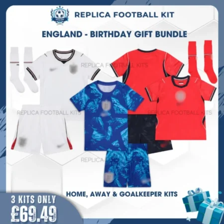 England World Cup 2026 Full Kit Gift Set – Home, Away and Goalkeeper Kids Football Kits - Over view - Blur
