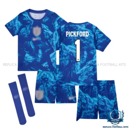 England World Cup 2026 PICKFORD 1 Goalkeeper Kid Replica Football Kit - overview with socks