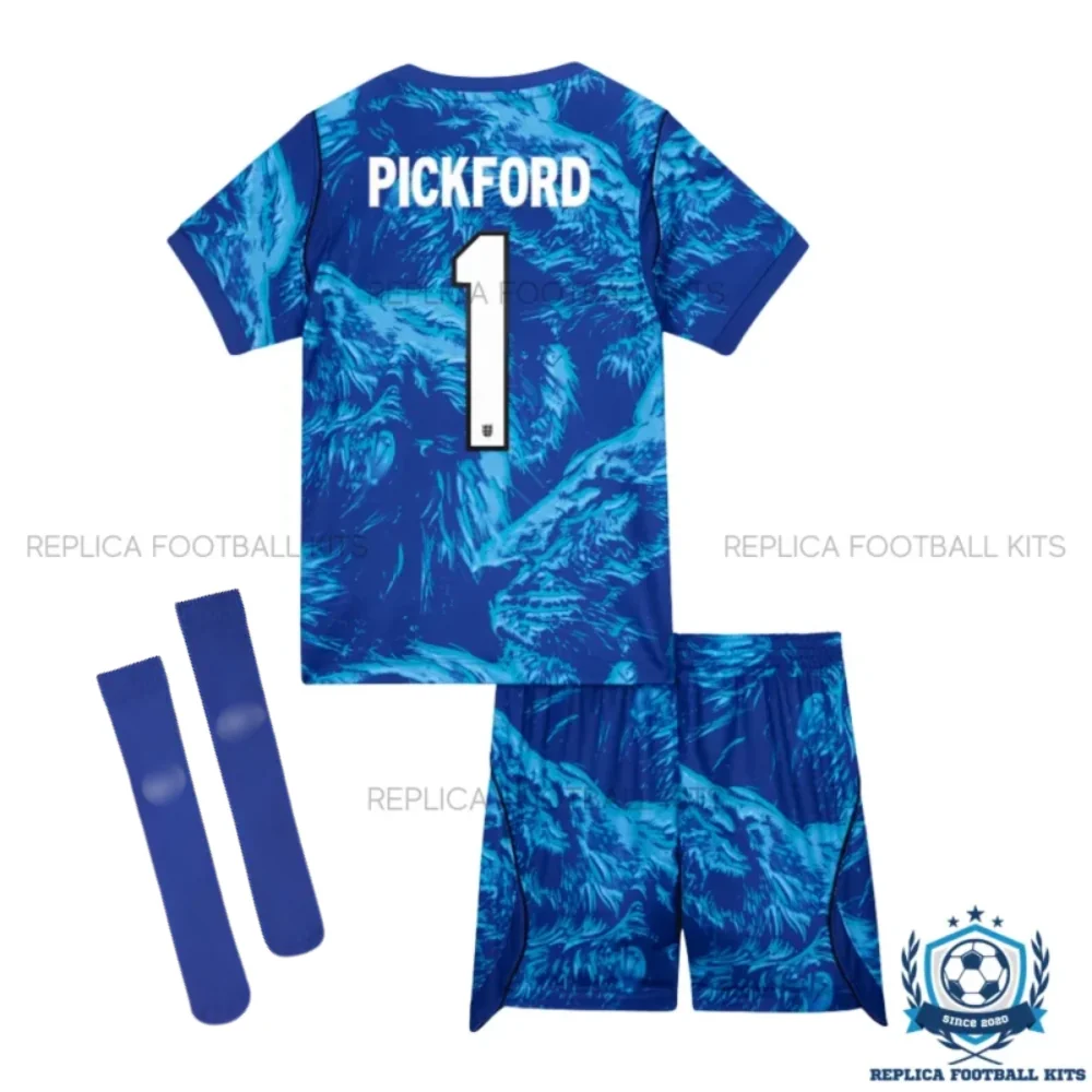 England World Cup 2026 PICKFORD 1 Goalkeeper Kid Replica Football Kit - back view