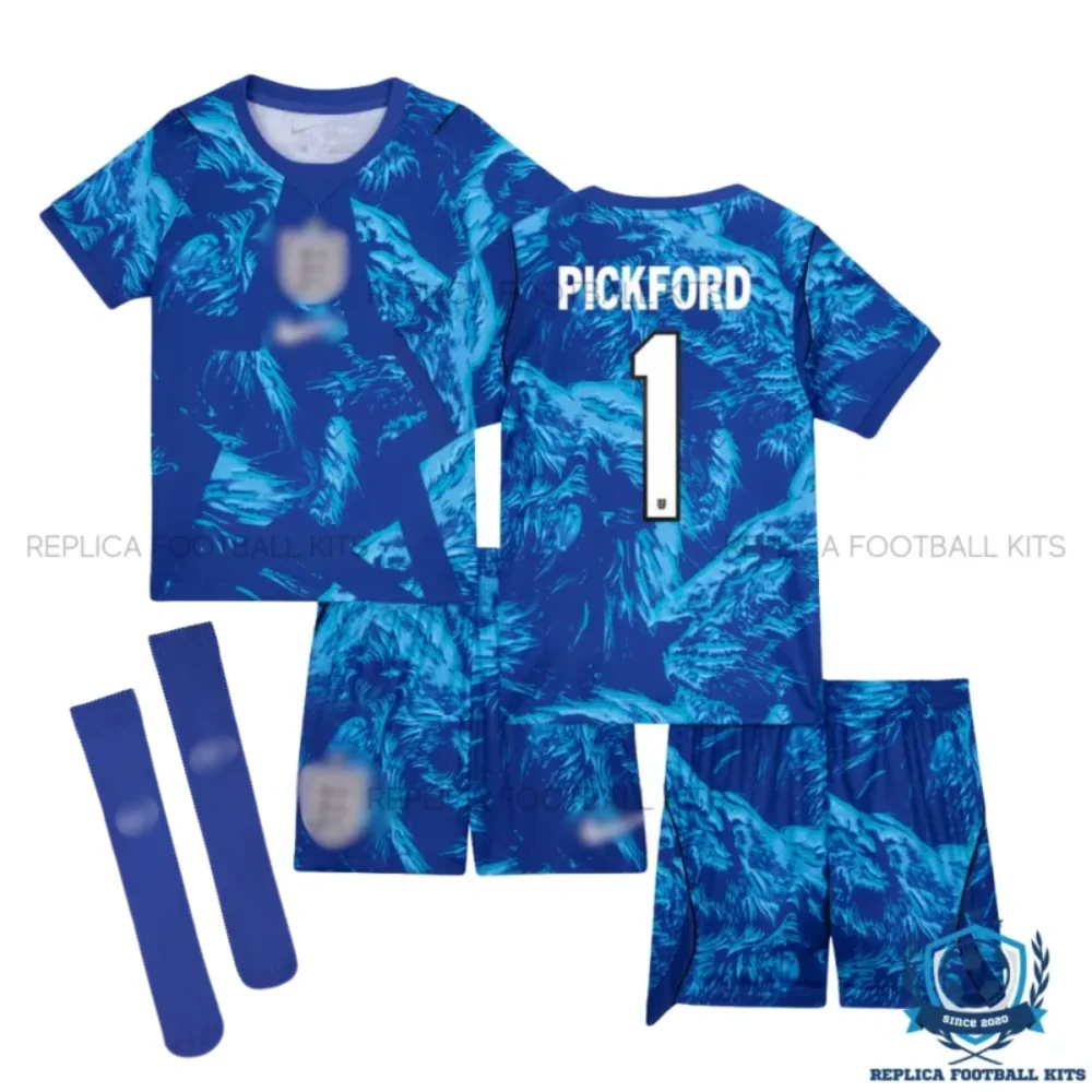 England World Cup 2026 PICKFORD 1 Goalkeeper Kid Replica Football Kit - overview with socks