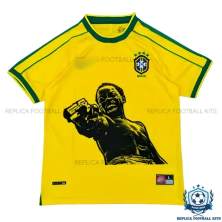 Retro Brazil “City of God Edition” Men Replica Football Shirt 1998 - front view