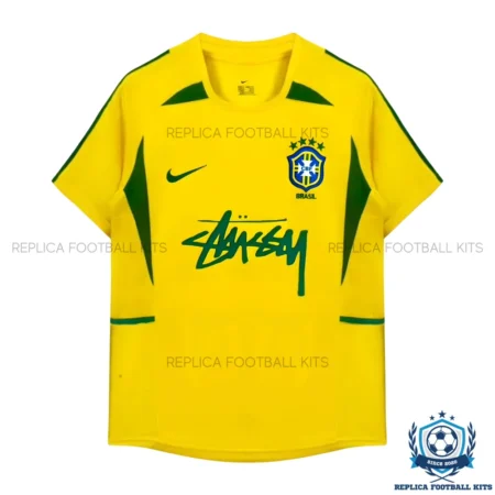 Retro Brazil x Stussy Concept Men Replica Football Shirt 2002 - front view