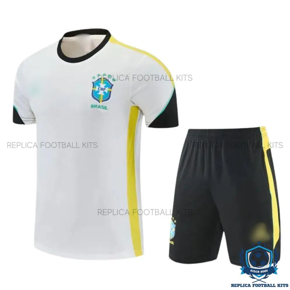 Brazil World Cup 2026 White Training Kid Replica Football Kit