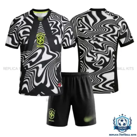 Brazil World Cup 2026 Black Goalkeeper Kid Replica Football Kit - over view