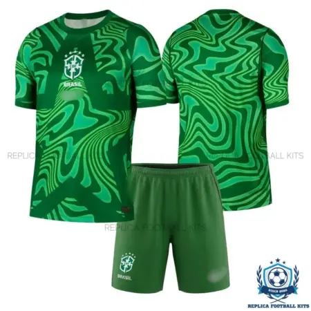 Brazil World Cup 2026 Green Goalkeeper Kid Replica Football Kit - Over view