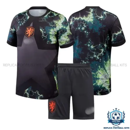 Netherlands World Cup 2026 Black Goalkeeper Kid Replica Football Kit - Over view
