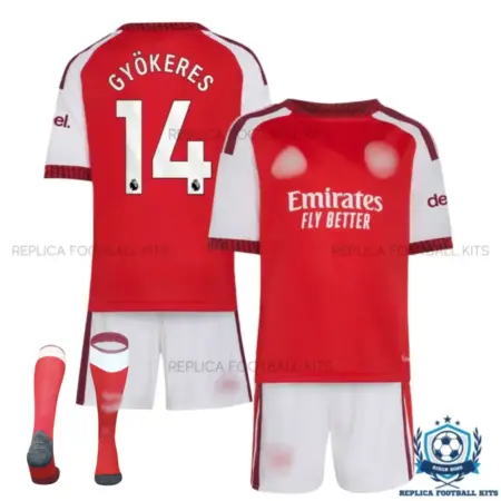 Arsn@l GYÖKERES 14 Home Kid Replica Football Kit 2026/27 - overview with socks