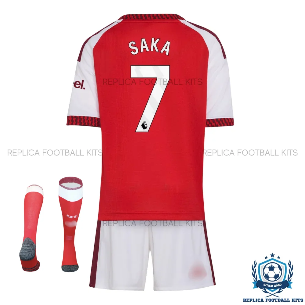 Arsn@l SAKA 7 Home Kid Replica Football Kit 2026/27 - back view with socks