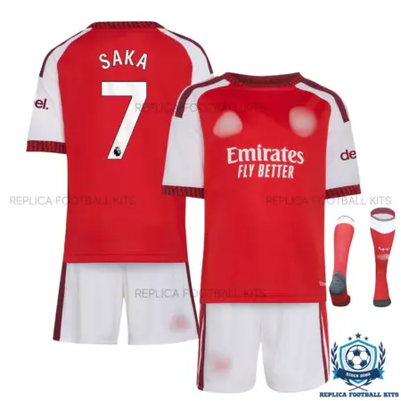 Arsn@l SAKA 7 Home Kid Replica Football Kit 2026/27 - overview with socks