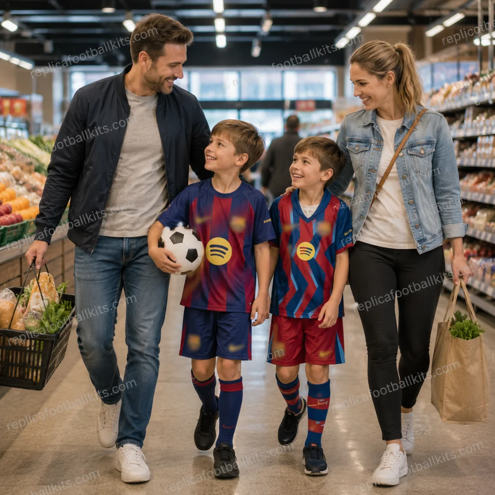 Barcelona 25/26 Full Kit Gift Set – Home and Fourth Kids Football Kits (With Socks) - GEN PIC