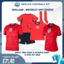 England World Cup 2026 Full Kit Gift Set - Away Men, Women Shirts and Kid Football Kit - overview