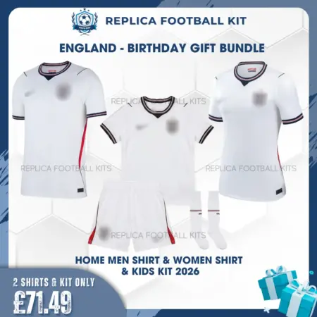 England World Cup 2026 Full Kit Gift Set - Home Men, Women Shirts and Kid Football Kit