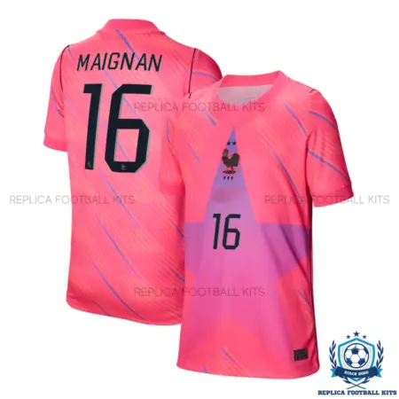 France World Cup 2026 MAIGNAN 16 Pink Goalkeeper Men Replica Football Shirt - overview