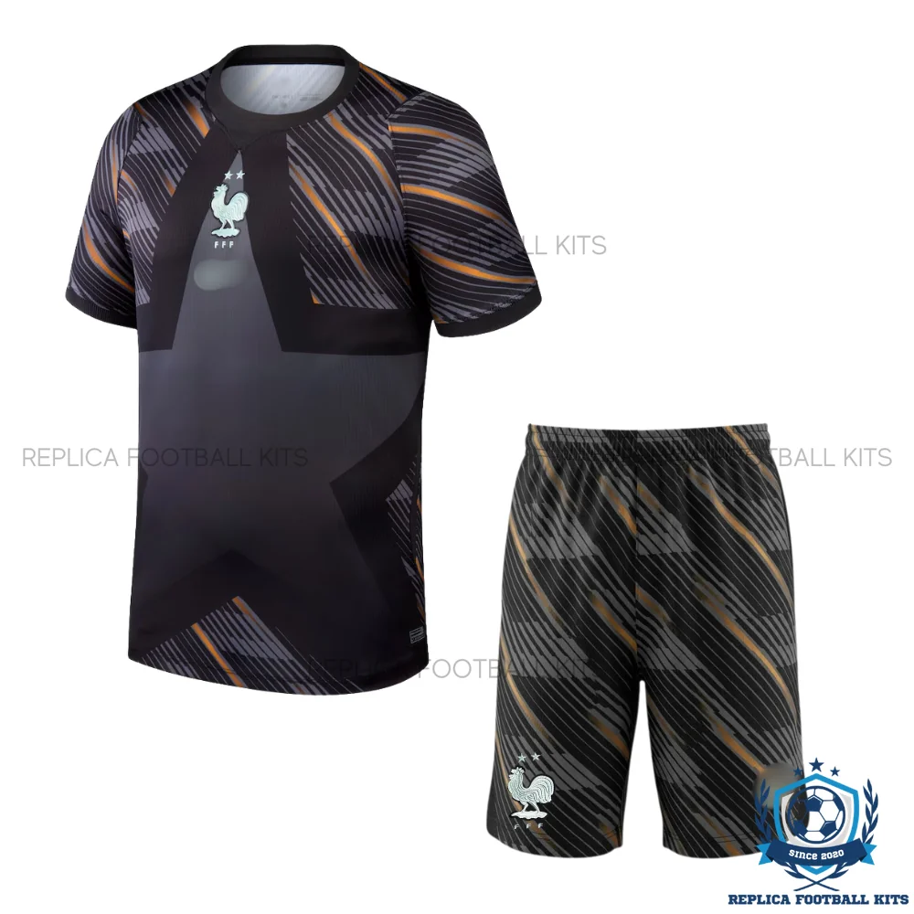 France World Cup 2026 Black Goalkeeper Kid Replica Football Kit - front view
