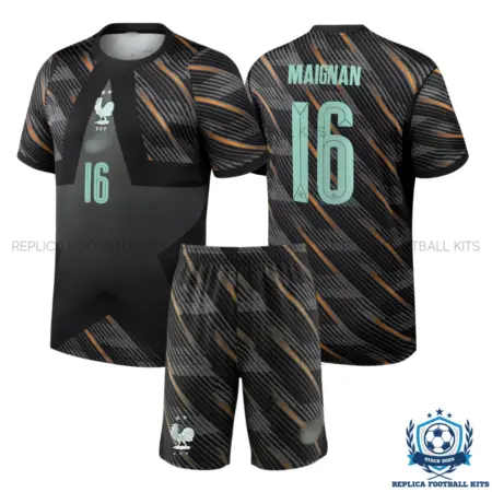 France World Cup 2026 MAIGNAN 16 Black Goalkeeper Kid Replica Football Kit - overview