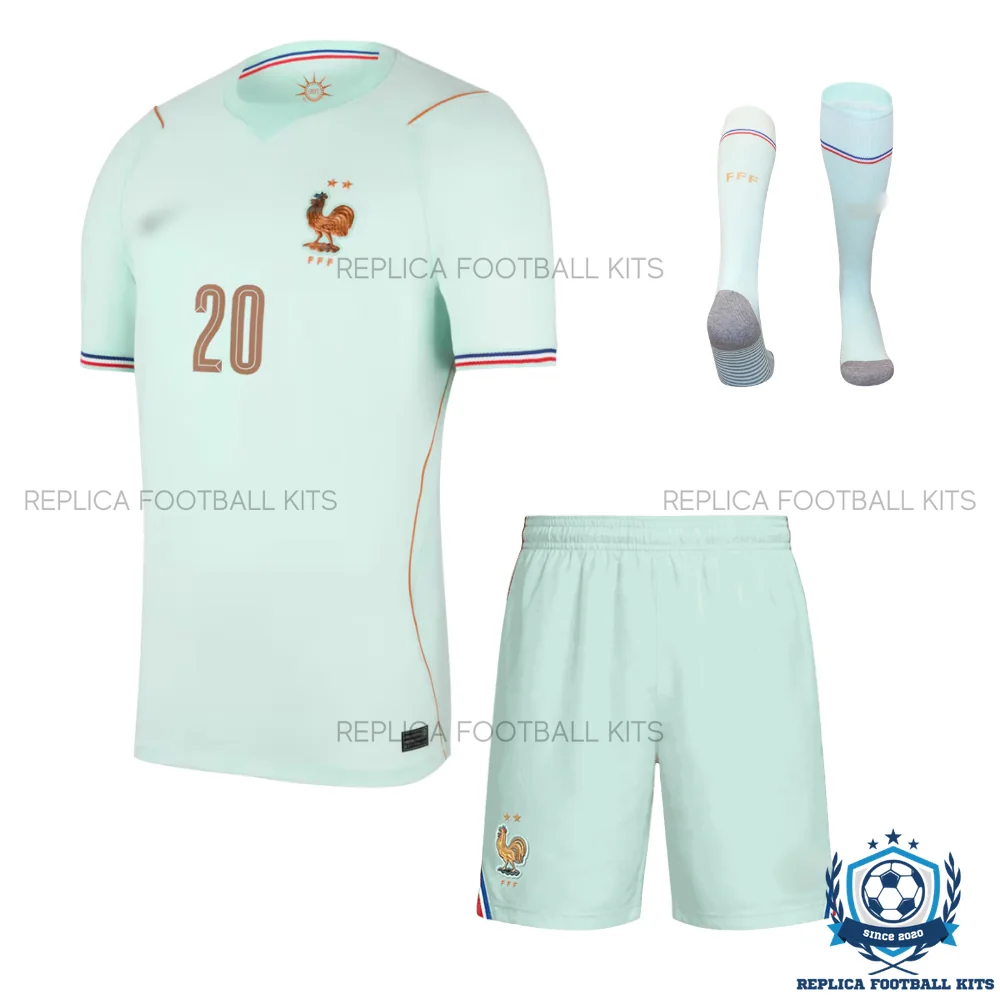 France World Cup 2026 DOUE 20 Away Kid Replica Football Kit - front view