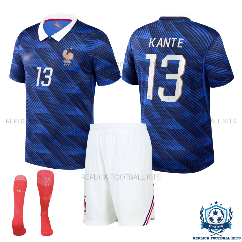 France World Cup 2026 KANTE 13 Home Kid Replica Football Kit - overview