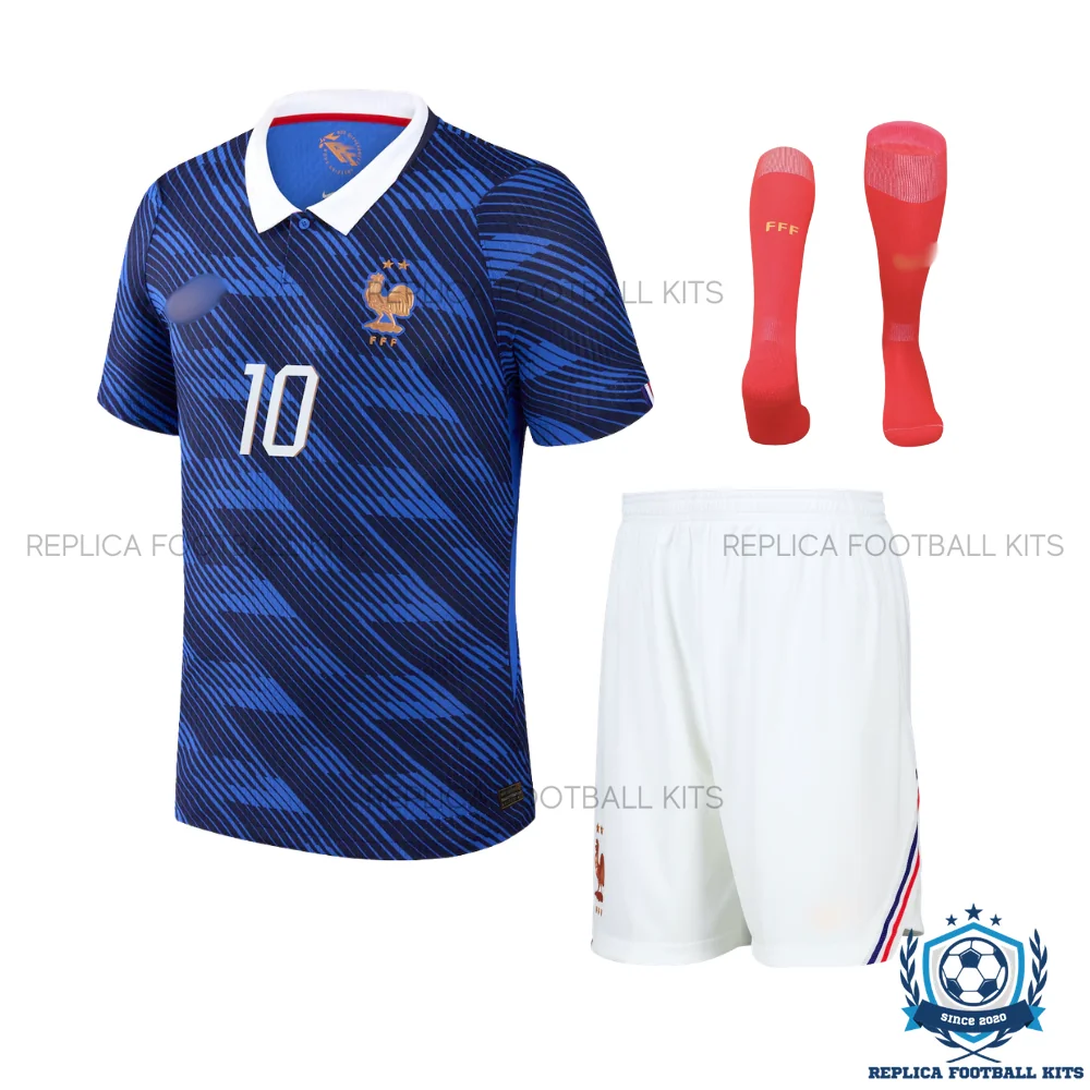 France World Cup 2026 MBAPPE 10 Home Kid Replica Football Kit - front view