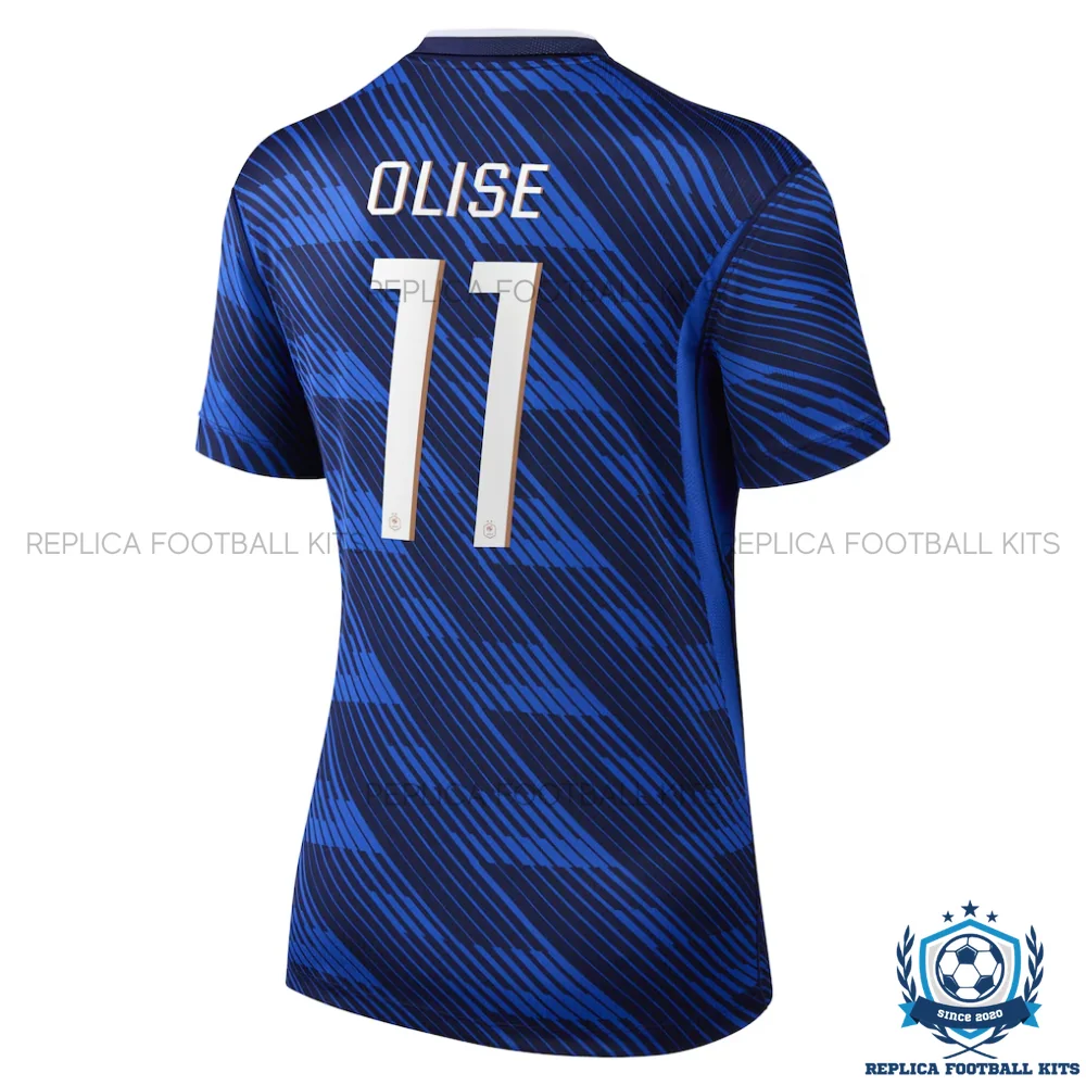 France World Cup 2026 OLISE 11 Home Women Replica Football Shirt - back view
