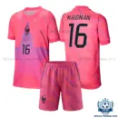 France World Cup 2026 MAIGNAN 16 Pink Goalkeeper Kid Replica Football Kit - overview