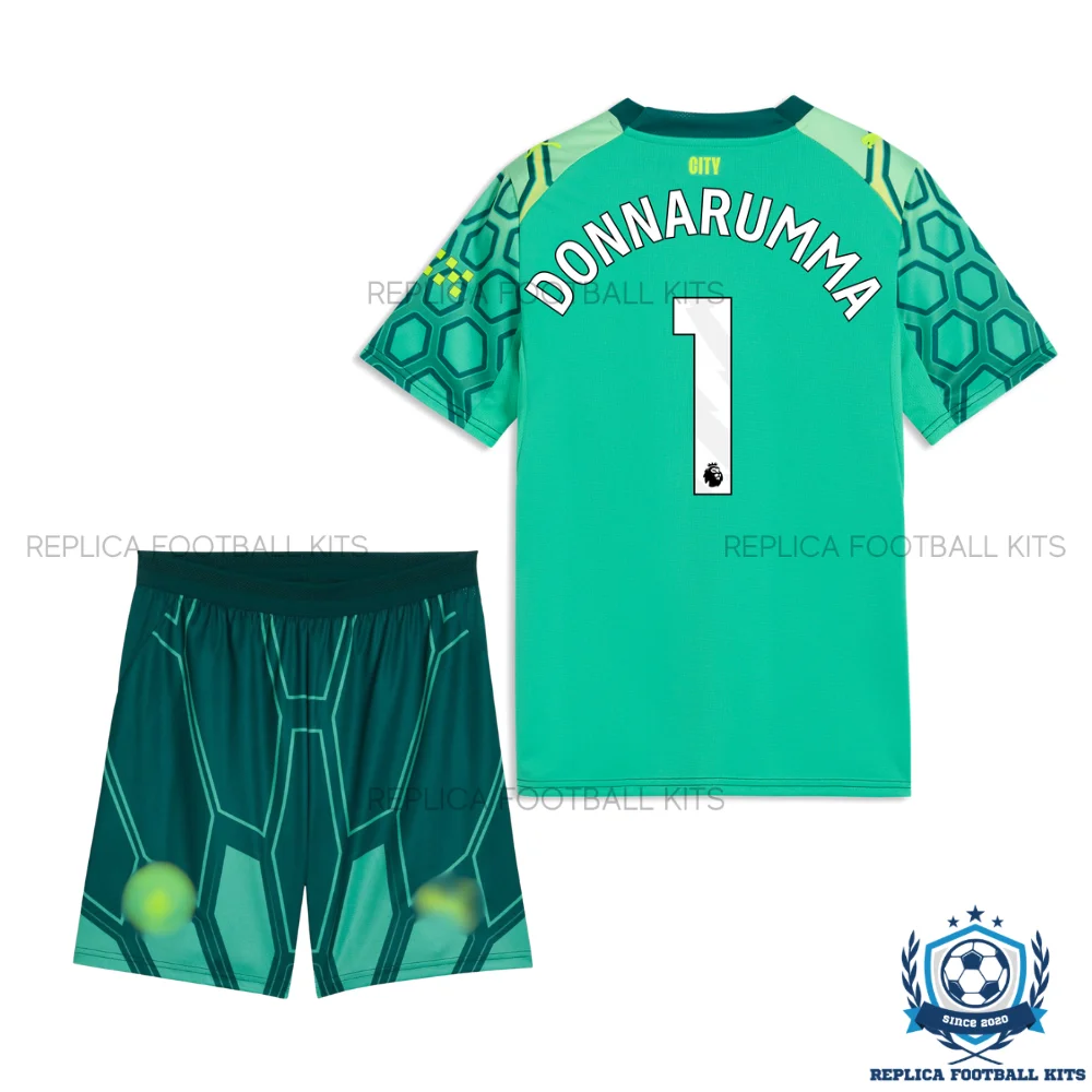 Manchester City DONNARUMMA 1 Green Goalkeeper Kid Replica Football Kit 2026/27 - backview