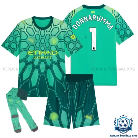 Manchester City DONNARUMMA 1 Green Goalkeeper Kid Replica Football Kit 2026/27 - overview
