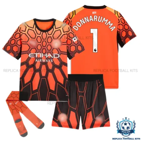 Manchester City DONNARUMMA 1 Orange Goalkeeper Kid Replica Football Kit 2026/27 - overview