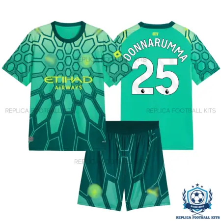Manchester City DONNARUMMA 25 Green Goalkeeper Kid Replica Football Kit 2026/27 - overview