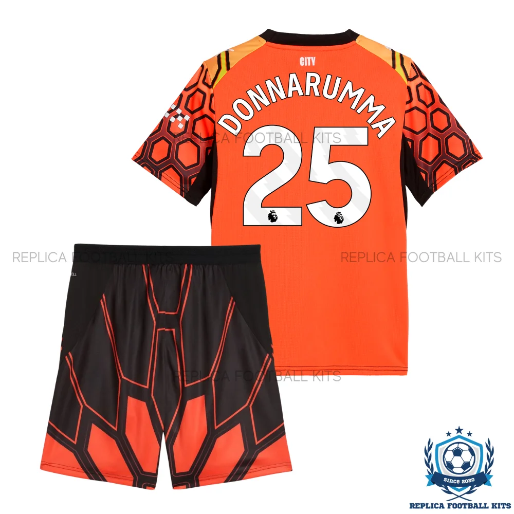 Manchester City DONNARUMMA 25 Orange Goalkeeper Kid Replica Football Kit 2026/27 - back view