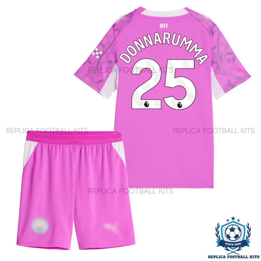 Manchester City DONNARUMMA 25 Pink Goalkeeper Kid Replica Football Kit 2026/27 - back view