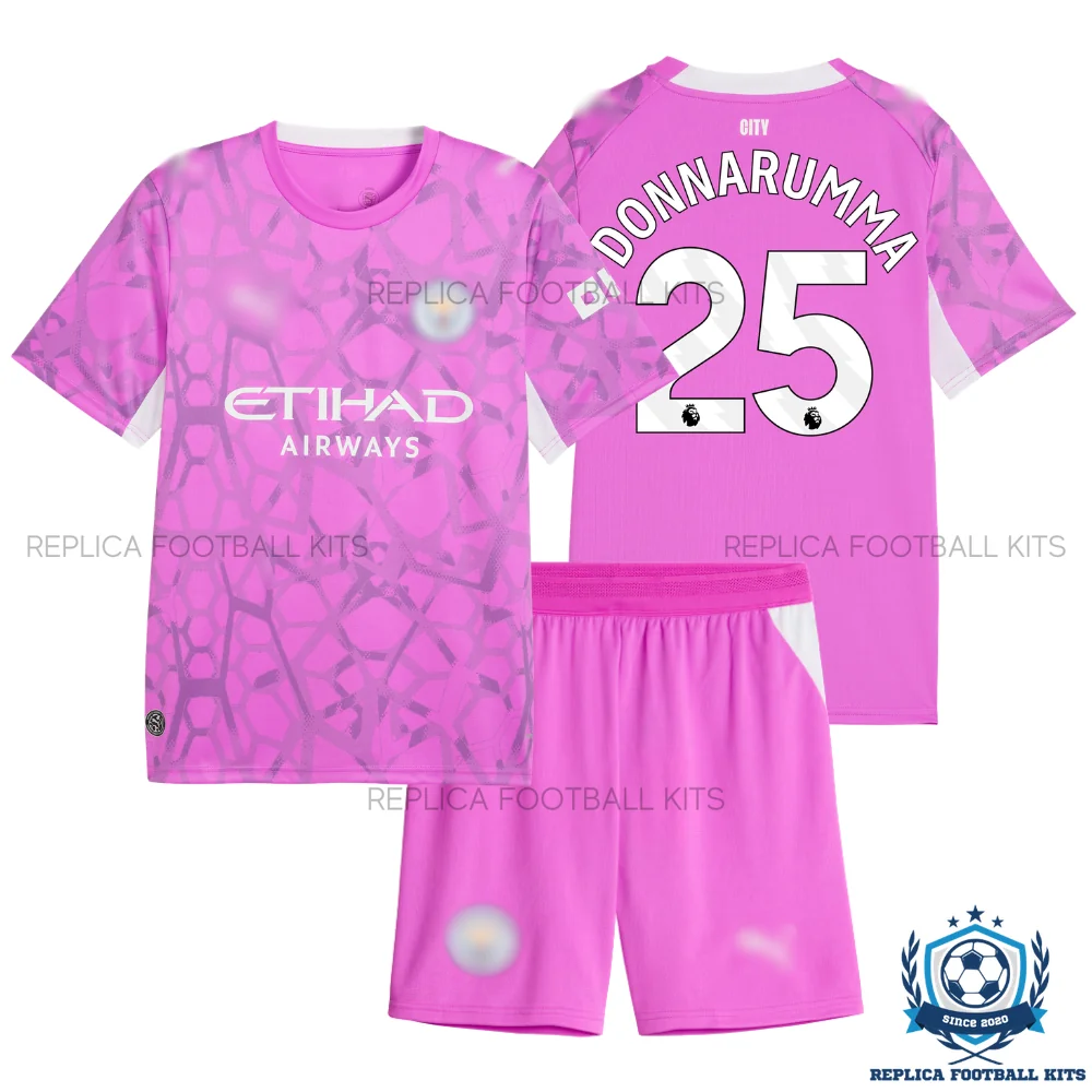 Manchester City DONNARUMMA 25 Pink Goalkeeper Kid Replica Football Kit 2026/27 - overview